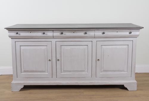 A FRENCH GREY PAINTED SIDEBOARD