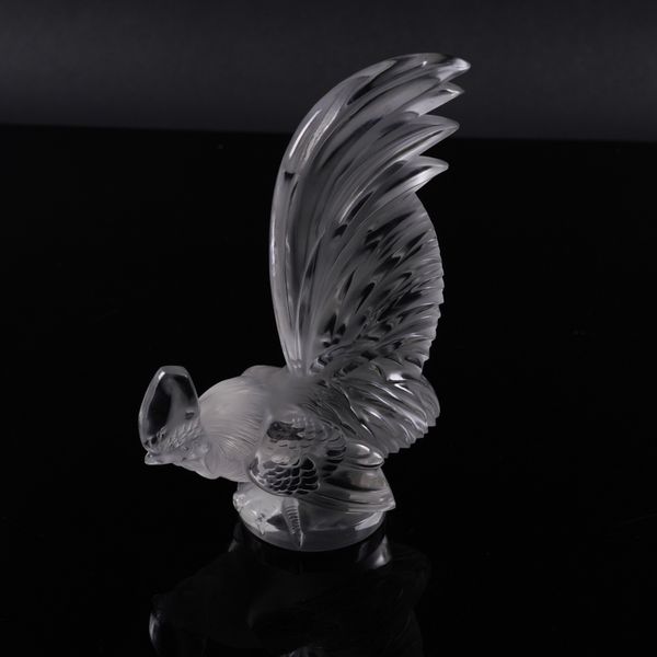 A LALIQUE `COQ NAIN' CLEAR AND FROSTED GLASS PAPERWEIGHT