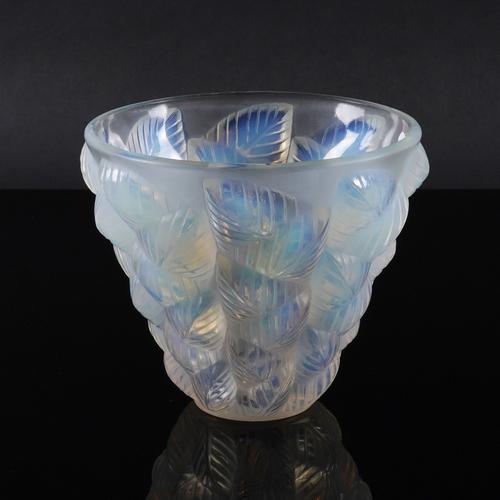 A LALIQUE OPALESCENT GLASS `MOISSAC' VASE
