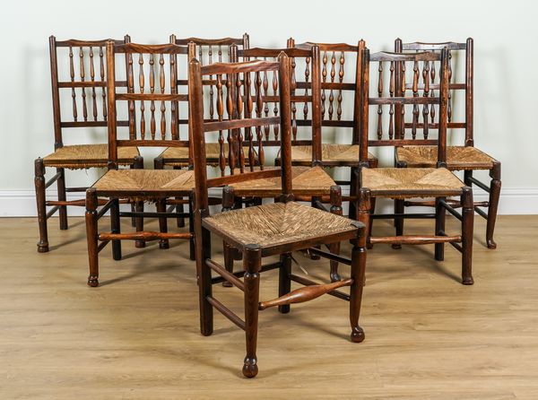 A MATCHED SET OF SEVEN ASH SPINDLEBACK DINING CHAIRS (7)