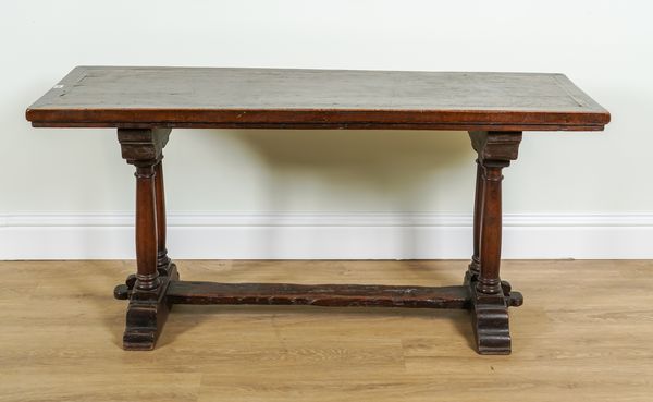 A 17TH CENTURY AND LATER ITALIAN WALNUT REFECTORY TABLE OF SMALL PROPORTIONS