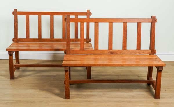 A PAIR OF 20TH CENTURY OAK BENCHES (2)