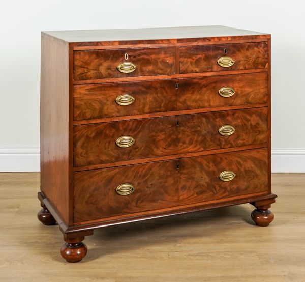 AN 18TH CENTURY AND LATER MAHOGANY FIVE DRAWER CHEST