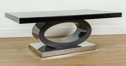 A BLACK LACQUER RECTANGULAR COFFEE TABLE