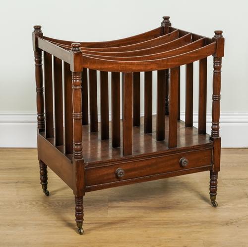 A LARGE REGENCY MAHOGANY FOUR DIVISION CANTERBURY