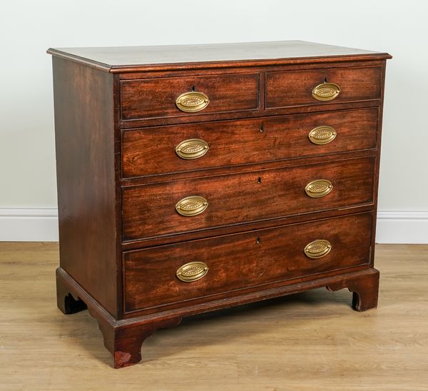 A GEORGE III MAHOGANY FIVE DRAWER CHEST