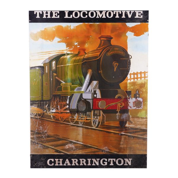 A MID 20TH CENTURY SINGLE SIDED METAL PUB SIGN "LOCOMOTIVE"