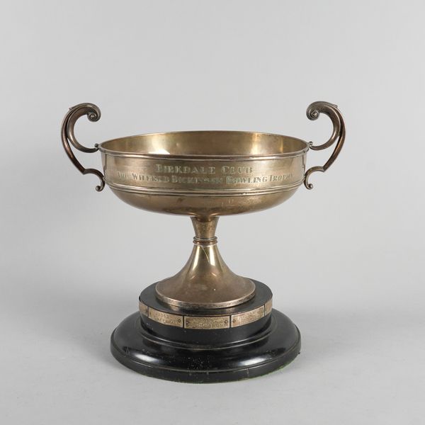 A SILVER TWIN HANDLED TROPHY BOWL