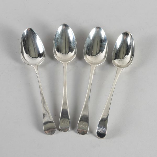 FOUR SILVER OLD ENGLISH PATTERN TABLESPOONS (4)