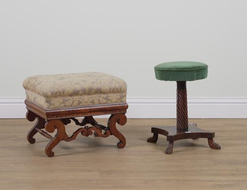 A REGENCY MAHOGANY CIRCULAR PIANO STOOL (2)