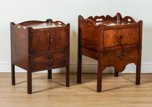 A GEORGE II MAHOGANY TRAY TOP NIGHT COMMODE (2)