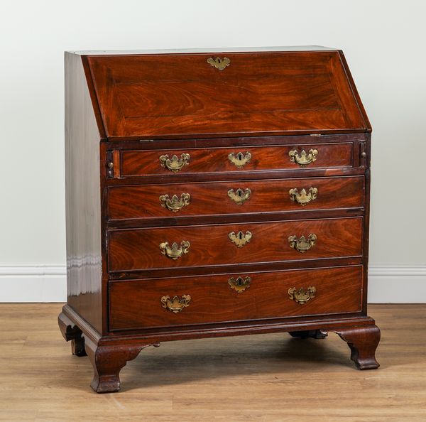 A MID 18TH CENTURY MAHOGANY BUREAU