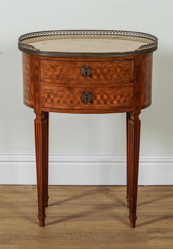 A LOUIS XVI STYLE OVAL WORK TABLE