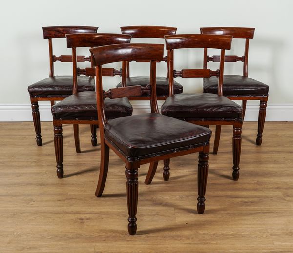 A SET OF SIX WILLIAM IV MAHOGANY TABLET BACK DINING CHAIRS (6)