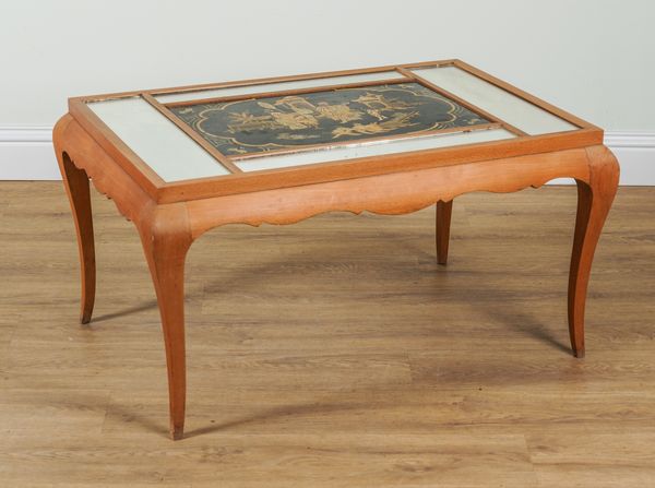 A 20TH CENTURY FRENCH SYCAMORE COFFEE TABLE