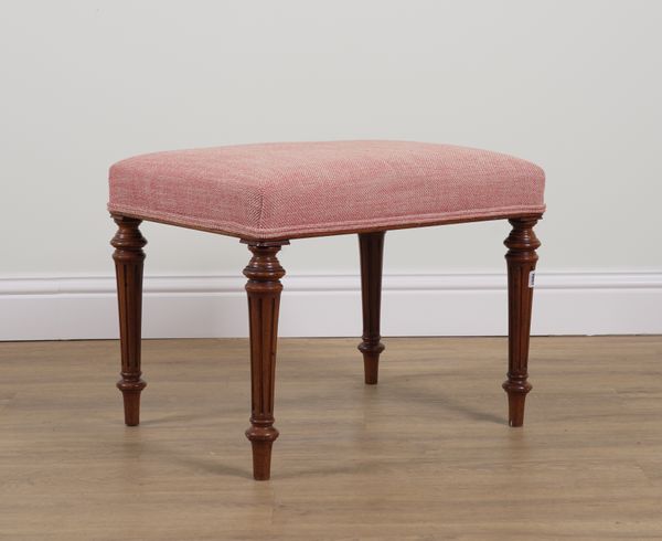 A 19TH CENTURY FRENCH FRUITWOOD RECTANGULAR FOOTSTOOL