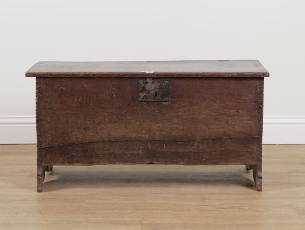 A 17TH CENTURY OAK PLANK COFFER