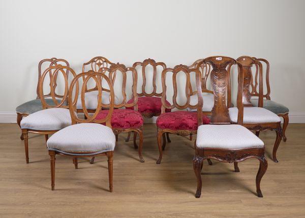 FOUR PAIRS OF 19TH CENTURY CONTINENTAL WALNUT CHAIRS (11)