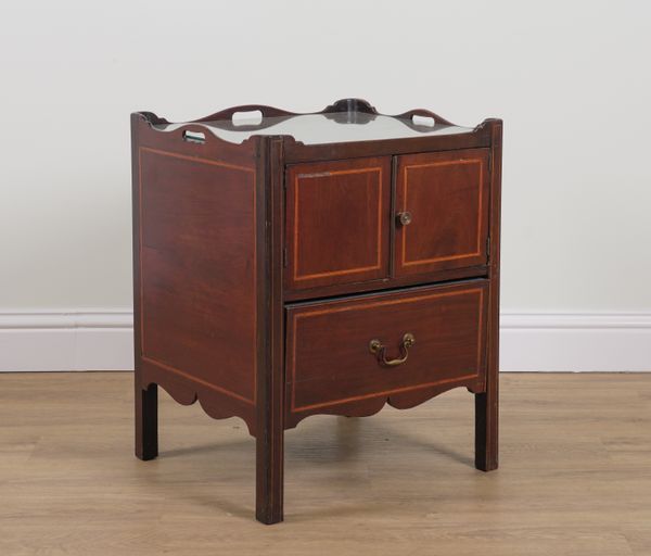 A GEORGE III MAHOGANY GALLERIED NIGHT STAND