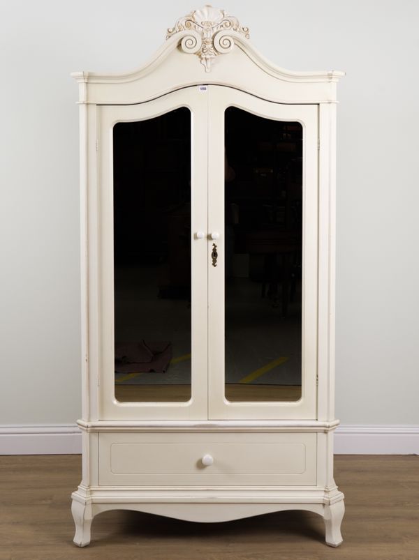 LAURA ASHLEY; A WHITE PAINTED ARCH TOP WARDROBE