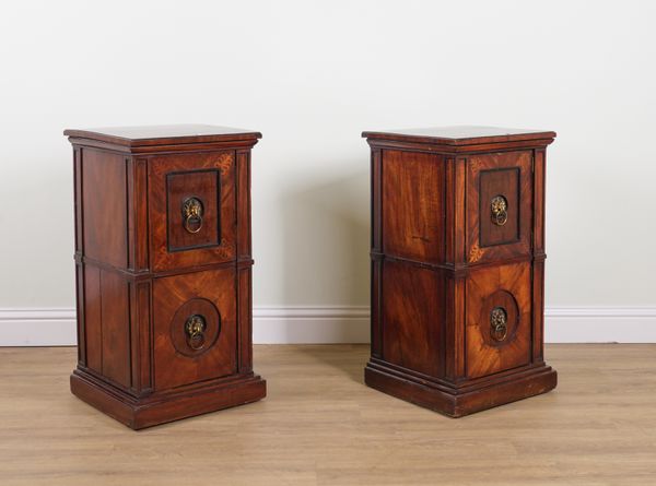 A PAIR OF REGENCY MAHOGANY TWO DOOR BEDSIDE CUPBOARDS (2)