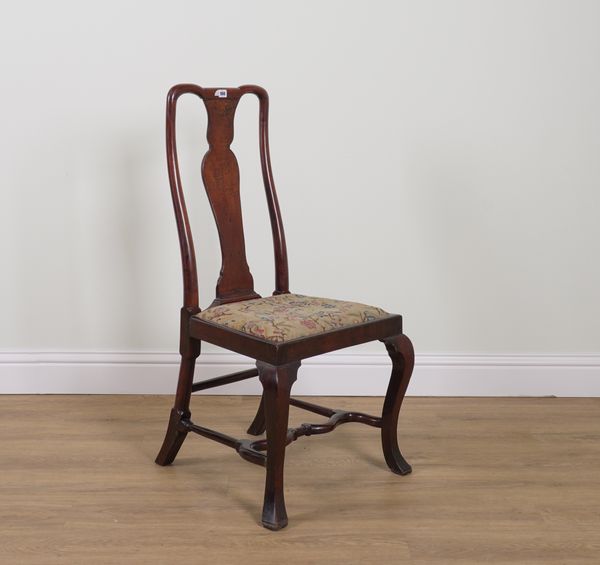 A QUEEN ANNE WALNUT FRAMED VASE BACK SIDE CHAIR