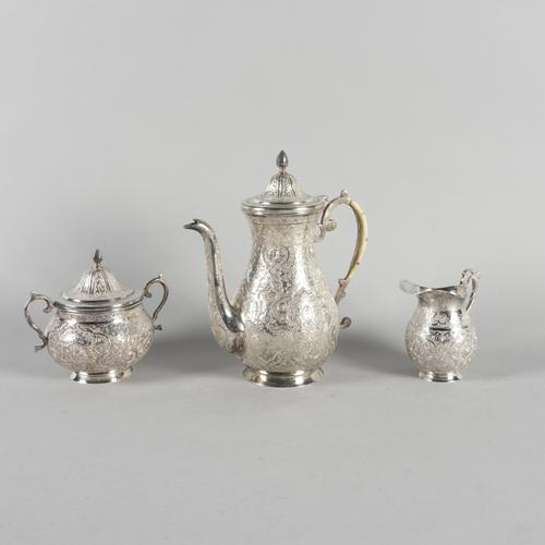 AN ASIAN THREE PIECE COFFEE SET (3)
