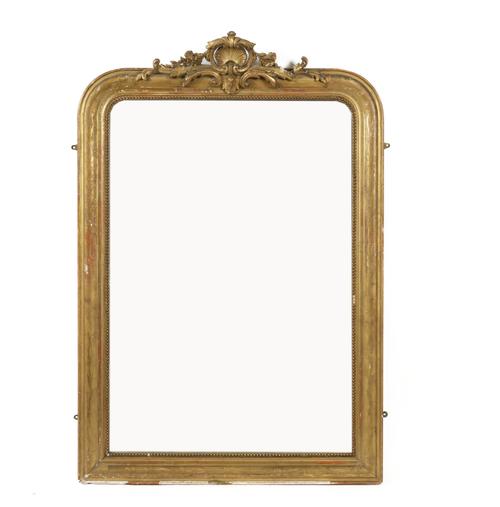 A 19TH CENTURY FRENCH GILT FRAMED OVERMANTEL MIRROR