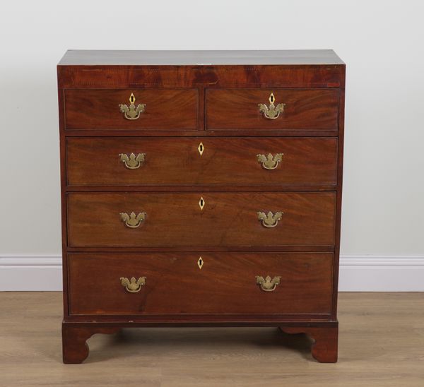 A GEORGE III INLAID MAHOGANY FIVE DRAWER HALL CHEST