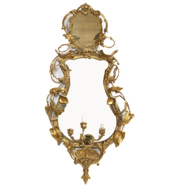 A GEORGE III GILT FRAMED GUERIDON WALL MIRROR