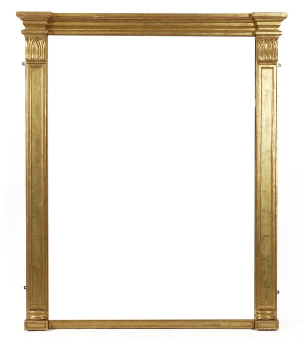 A REGENCY STYLE GILT FRAMED OVERMANTEL WALL MIRROR