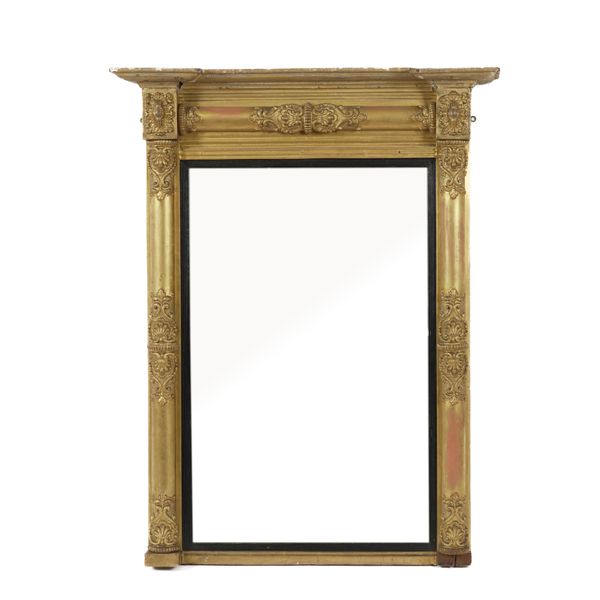 A WILLIAM IV GILT FRAMED WALL MIRROR (2)