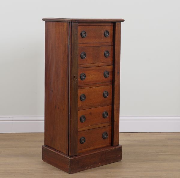 A LATE VICTORIAN MAHOGANY SEVEN DRAWER WELLINGTON CHEST