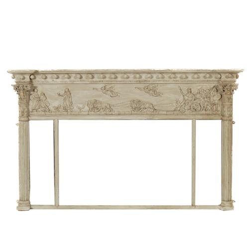 A REGENCY LATER WHITE PAINTED TRIPLE PLATE OVERMANTEL MIRROR