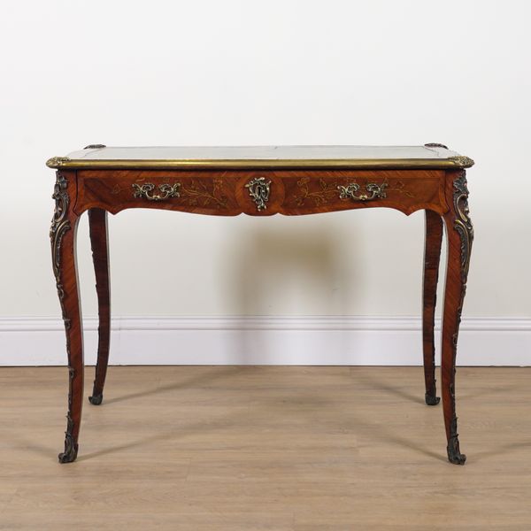 AN 18TH CENTURY FRENCH GILT METAL MOUNTED KINGWOOD BUREAU PLAT
