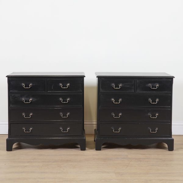 A PAIR OF EBONISED SIDE CHESTS (2)