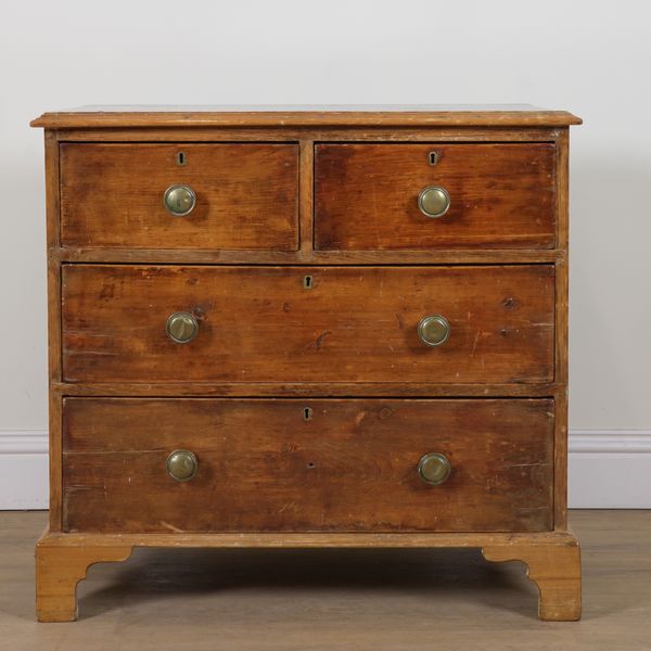 A 19TH CENTURY STAINED PINE CHEST OF DRAWERS