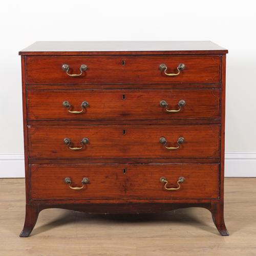 AN 18TH CENTURY INLAID WALNUT CHEST OF DRAWERS