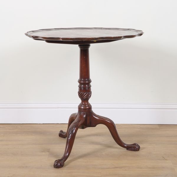 AN 18TH CENTURY AND LATER MAHOGANY SNAP TOP TRIPOD TABLE