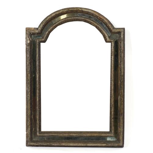A 19TH CENTURY ITALIAN SILVERED ARCH TOP MARGINAL MIRROR