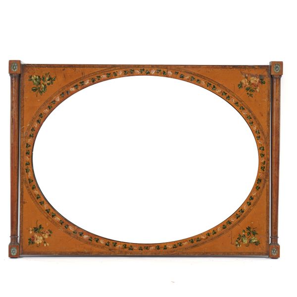 A 19TH CENTURY POLYCHROME DECORATED WALL MIRROR