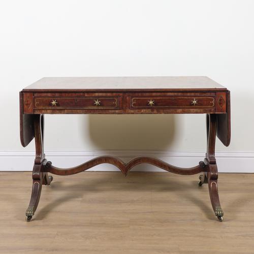 A REGENCY BRASS LINE INLAID MAHOGANY SOFA TABLE