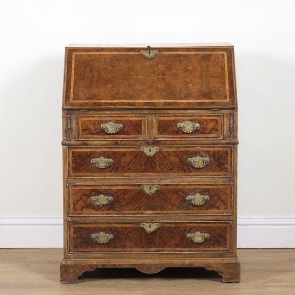 AN EDWARDIAN WALNUT BUREAU