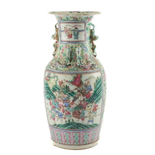 A CHINESE FAMILLE ROSE PORCELIAN BALUSTER VASE
