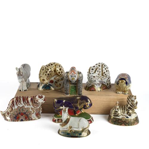 NINE ROYAL CROWN DERBY IMARI PAPERWEIGHTS INCLUDING A GORILLA (9)