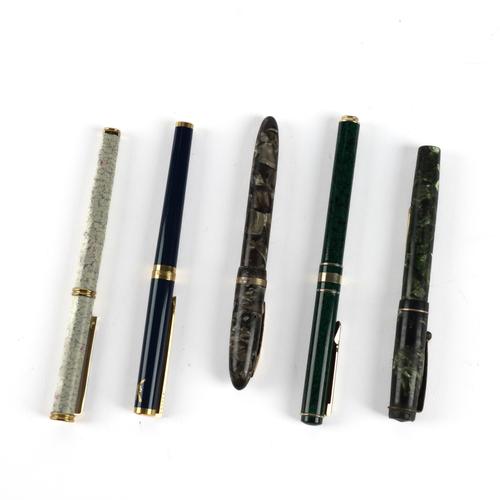 A DUPONT FOUNTAIN PEN AND FOUR OTHER PENS (5)