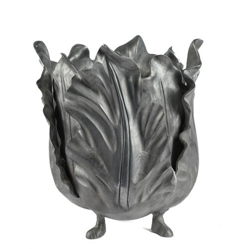A SILVERED METAL LEAF JARDINAIRE