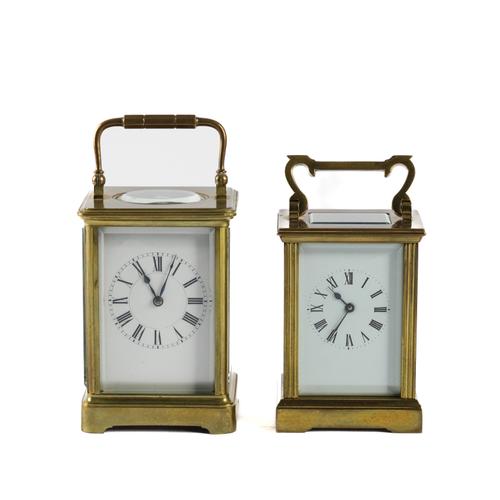 TWO BRASS CASED CARRIAGE CLOCKS (2)