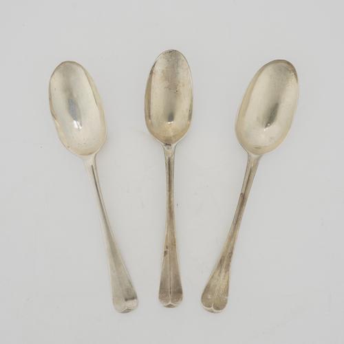 THREE SILVER RAT TAIL PATTERN TABLESPOONS (3)