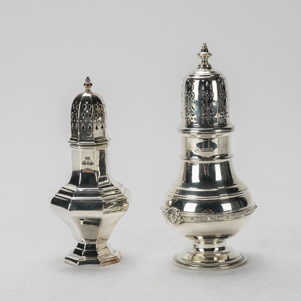 TWO SILVER SUGAR CASTERS (2)